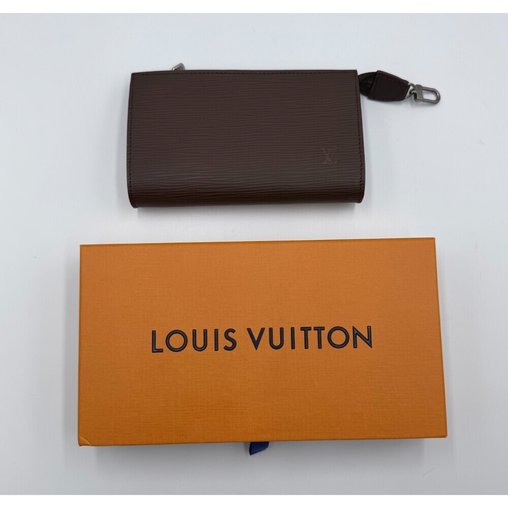 Authentic Louis Vuitton Brown Epi Leather Pochette Accessoires Bag Women's - Picture 11 of 12